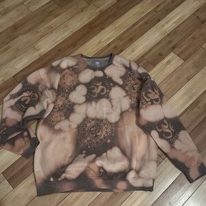 UNIQUE & HANDMADE Women's Brown Tie-Dye Crewneck Sweater